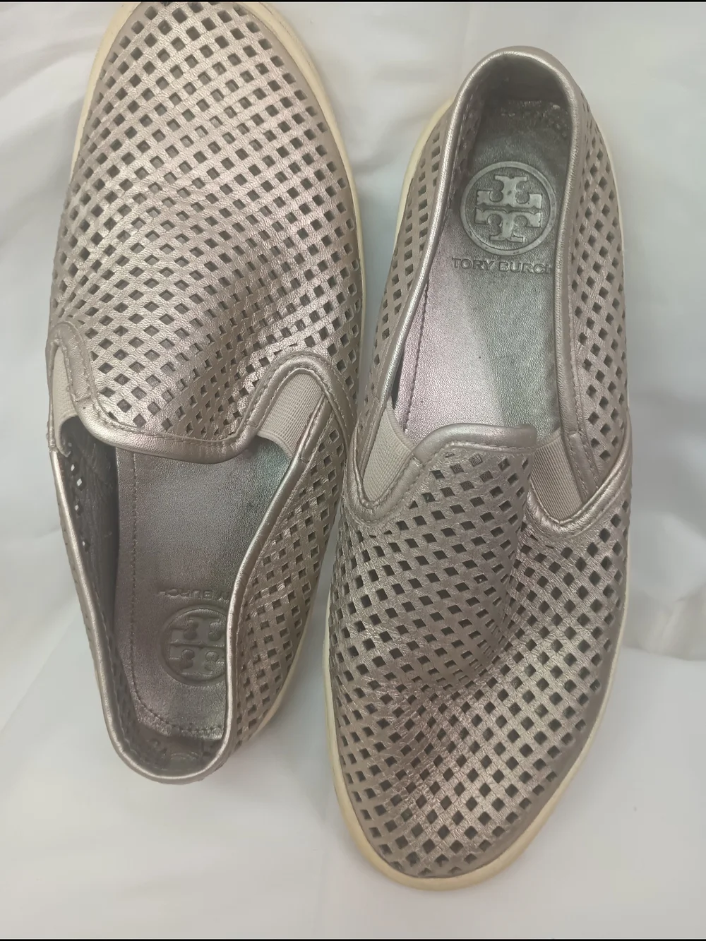 Tory Burch Metallic Perforated Ballet Flat in Rose Tone